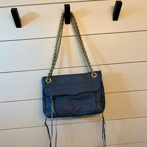 Croc embossed blu polka dot purse